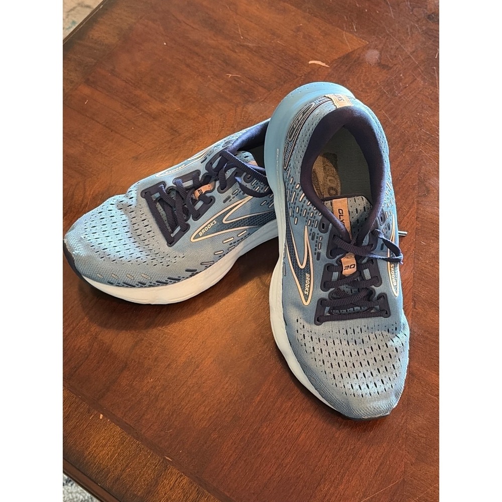Brooks Glycerin 20 Running Shoes Blue Navy Peach Mesh Sneakers Womens size 9